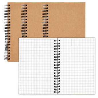4 Pack Graph Paper Spiral Notebook 5x7", A5 Grid Bound Drawing Sketching Journal