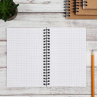4 Pack Graph Paper Spiral Notebook 5x7", A5 Grid Bound Drawing Sketching Journal