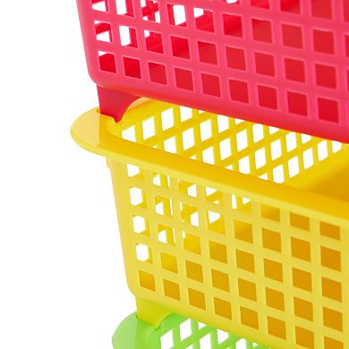 Set of 6 Rainbow Classroom Turn In Trays for Teachers, Plastic Storage Baskets for Office Use (9 x 13 x 3 In)