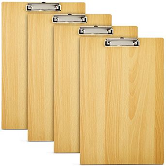 4 Pack Extra Large Clipboards, Wooden Art Board with Low-Profile Clip
