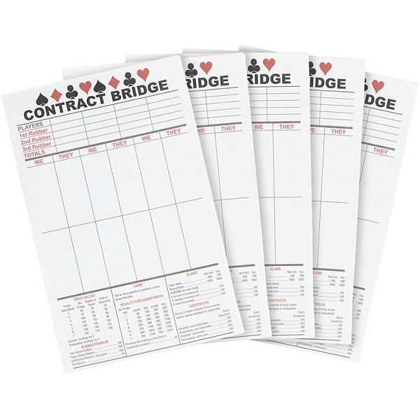 250 Sheets Contract Bridge Score Pads With Trick Values And Tallies ...