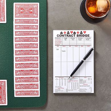 250 Sheets Contract Bridge Score Cards with Trick Values, 5 Notepads, 5.5 x 8.5"