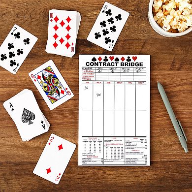 250 Sheets Contract Bridge Score Cards with Trick Values, 5 Notepads, 5.5 x 8.5"