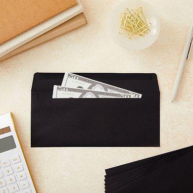 100 Pack #10 Black Business Envelopes for Mailing Letters