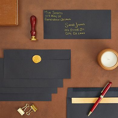 100 Pack #10 Black Business Envelopes for Mailing Letters