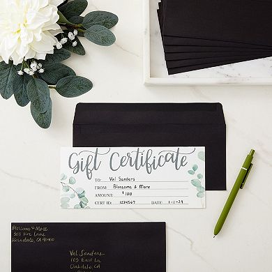 100 Pack #10 Black Business Envelopes for Mailing Letters