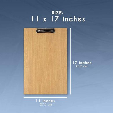 Extra Large 11x17 Clipboard with Low-Profile Clip, Wooden Vertical Clip Board