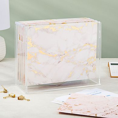12 Pack Hanging File Folders Letter Size 1/5 Cut Tab Decorative Gold Foil Marble
