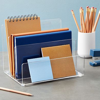 Clear Acrylic Folder Holder for Files, Letters, Organizer for Documents 9x6.8 in