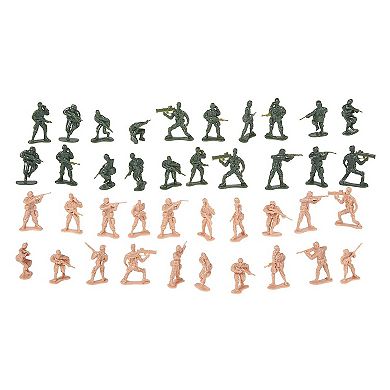 100 Piece Toy Army Men for Boys in 2 Colors, War Soldiers Toys Playset with 2 Flags and Battlefield Accessories, Military Figures