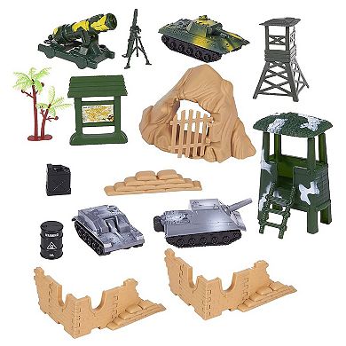 100 Piece Toy Army Men for Boys in 2 Colors, War Soldiers Toys Playset with 2 Flags and Battlefield Accessories, Military Figures