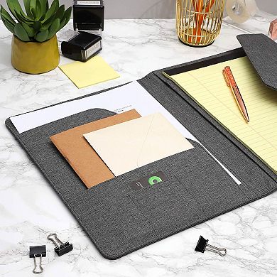 Grey Portfolio Folder Resume Legal Notebook Folio Organizer for Business 12.5x10