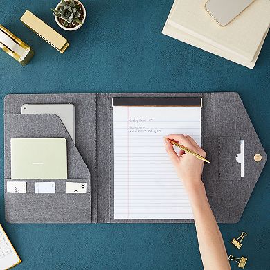 Grey Portfolio Folder Resume Legal Notebook Folio Organizer for Business 12.5x10