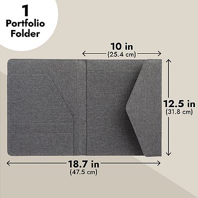 Grey Portfolio Folder Resume Legal Notebook Folio Organizer for Business 12.5x10