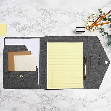 Grey Portfolio Folder Resume Legal Notebook Folio Organizer for Business 12.5x10