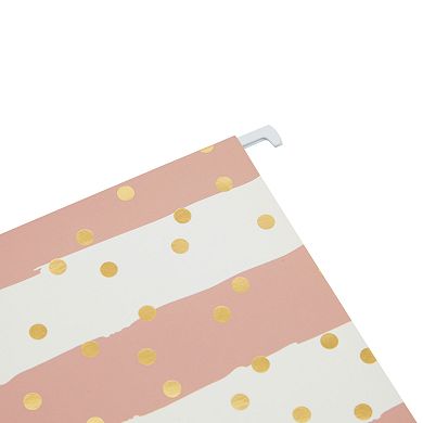 12 Pack Hanging File Folders Letter Size 1/5 Cut Tab Decorative Gold Foil Stripe