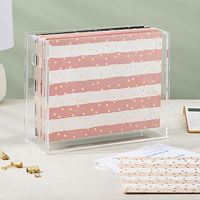 12 Pack Hanging File Folders Letter Size 1/5 Cut Tab Decorative Gold Foil Stripe