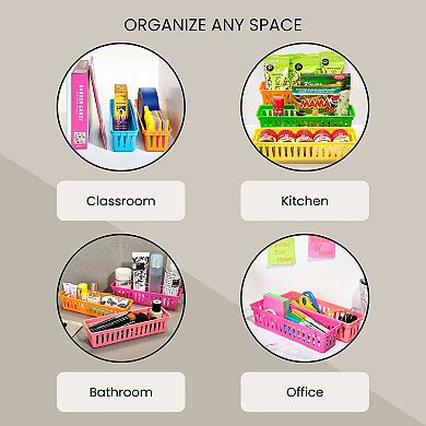 12-pack Pencil Holder Trays And Organization Baskets - Plastic Caddy For Desk