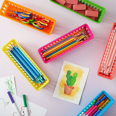 12-pack Pencil Holder Trays And Organization Baskets - Plastic Caddy For Desk