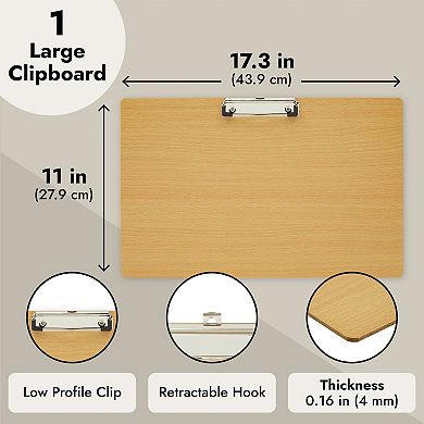 Extra Large Wooden Clipboard 11x17.3, Wood Horizontal Lap Board For Drawing