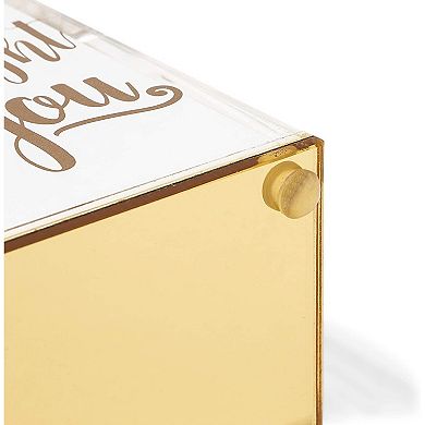 Gold and Clear Acrylic Pen Holder with Inspirational Quotes (2.95 x 4.45 In)