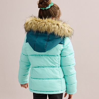Girls 4-18 SO® Faux Fur Trim Hood Puffer Jacket