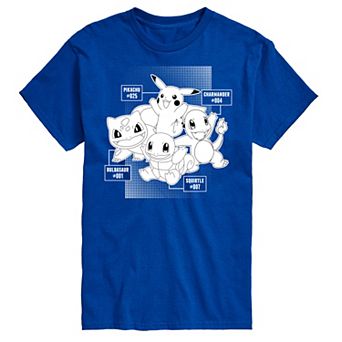 Big & Tall Pokemon Starter Characters Black And White Graphic Tee