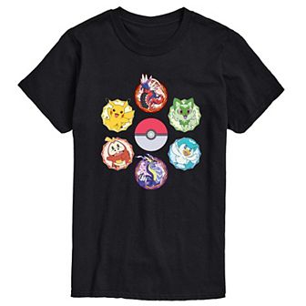 Big & Tall Pokemon Sparkle Badge Portraits Graphic Tee