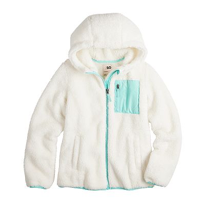 Girls 4-18 SO® Full-Zip Sherpa Hooded Jacket