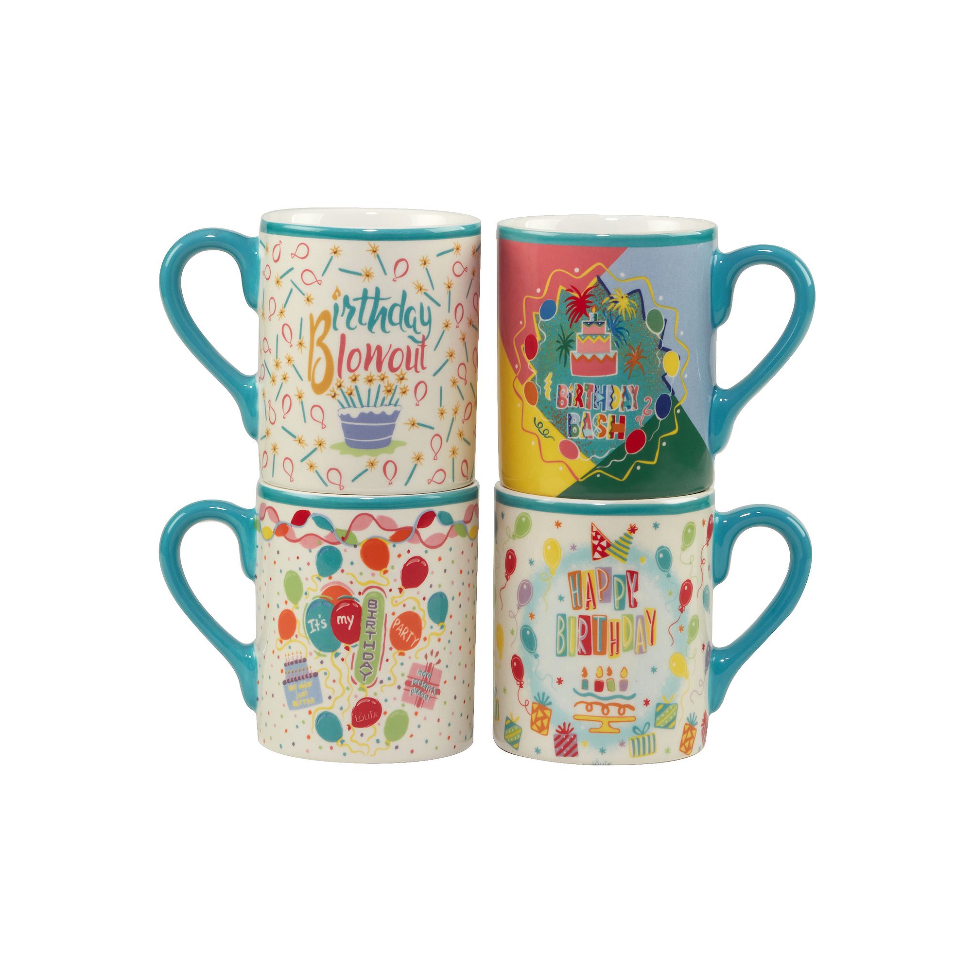 Certified International Lolita Birthday Bash 4-pc. Mug Set, Multi None