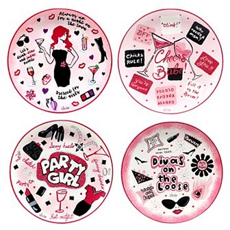 Certified International Lolita Divas on the Loose 4 pc Salad Plate Set