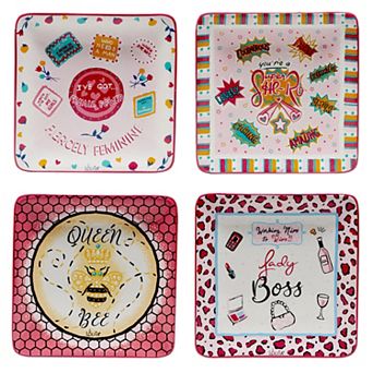 Certified International Lolita Lady Boss 4 pc Canape Plate Set