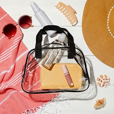 Stadium Approved Clear Tote Handbag with Handles, Large Plastic Bag with Zipper for Concerts (11x4x7 In)