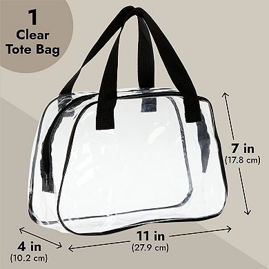 Stadium Approved Clear Tote Handbag With Handles, Large 11x4x7 Plastic Bag