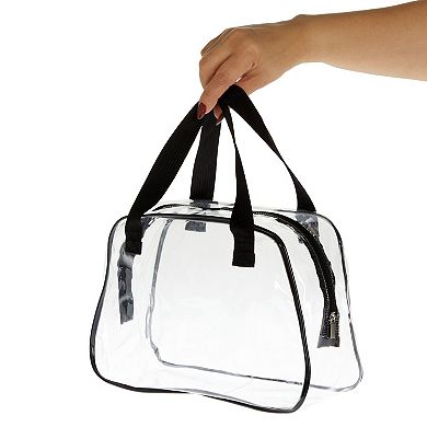 Stadium Approved Clear Tote Handbag with Handles, Large Plastic Bag with Zipper for Concerts (11x4x7 In)