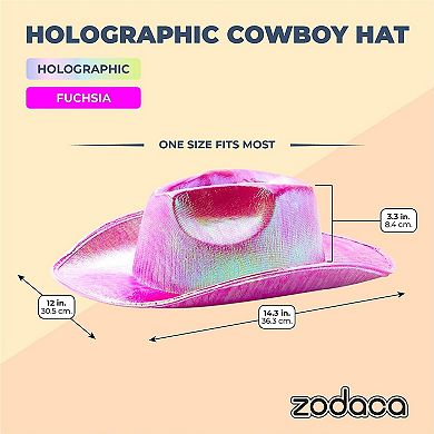 Holographic Party Cowboy Hat, Metallic Space Cowboy (Hot Pink, Adult)