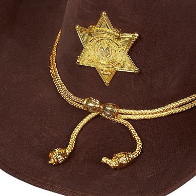 Novelty Felt Cowboy Sheriff's Hat - Fun Party Outfit Costume with Gold Braid for Halloween, Office Parties