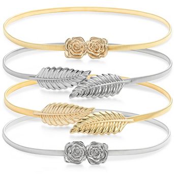 4-pack Stretch Fancy Dress Belts For Women Dresses, Silver And Gold, 27x0.35 In