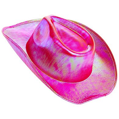 Pink Cowboy Hat - Sparkly Metallic Cowgirl Hat For Party (adult Size, Hot Pink)