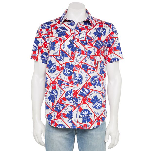 Men's Pabst Blue Ribbon Short Sleeve Button-Down Camp Shirt