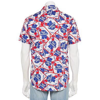 Men's Pabst Blue Ribbon Short Sleeve Button-Down Camp Shirt