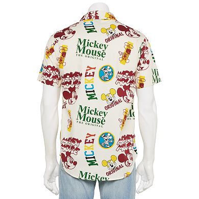 Disney's Mickey Mouse Men's Short Sleeve Button-Down Camp Shirt