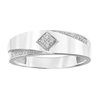 Men's AXL Sterling Silver 1/10 Carat T.W. Diamond Band