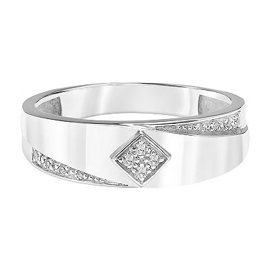 Men's AXL Sterling Silver 1/10 Carat T.W. Diamond Band