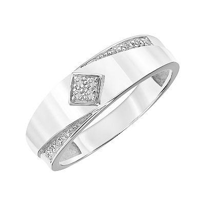 Men's AXL Sterling Silver 1/10 Carat T.W. Diamond Band