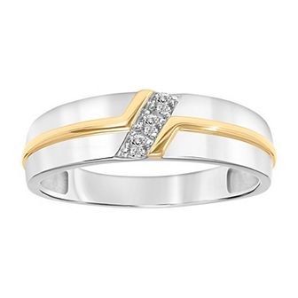 Men's AXL 18k Gold-Plated Silver Accents 1/10 Carat T.W. Diamond Band