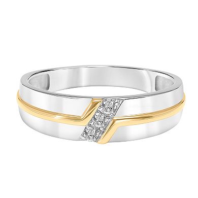 Men's AXL 18k Gold-Plated Silver Accents 1/10 Carat T.W. Diamond Band