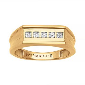 Men's AXL 18k Gold-Plated Silver 1/10 Carat T.W. Diamond Band