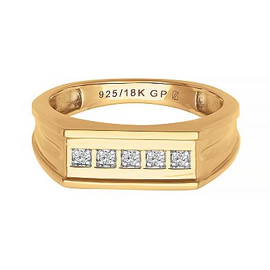 Men's AXL 18k Gold-Plated Silver 1/10 Carat T.W. Diamond Band