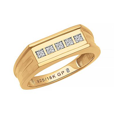 Men's AXL 18k Gold-Plated Silver 1/10 Carat T.W. Diamond Band